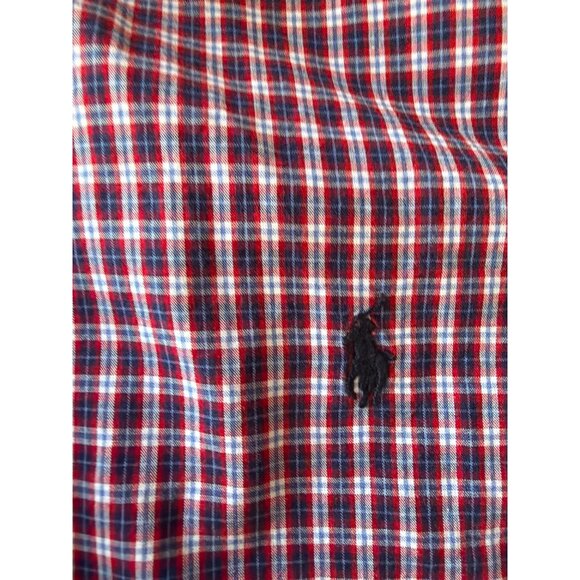 Ralph Lauren Boys Red & Blue Plaid Long Sleeve Button-Down Shirt Size 7 Cotton - Picture 2 of 5